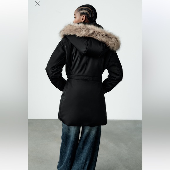 ZARA WATER AND WIND PROTECTION PARKA XS BLACK FUR WINTER COAT JACKET 1255/777 - Picture 6 of 17